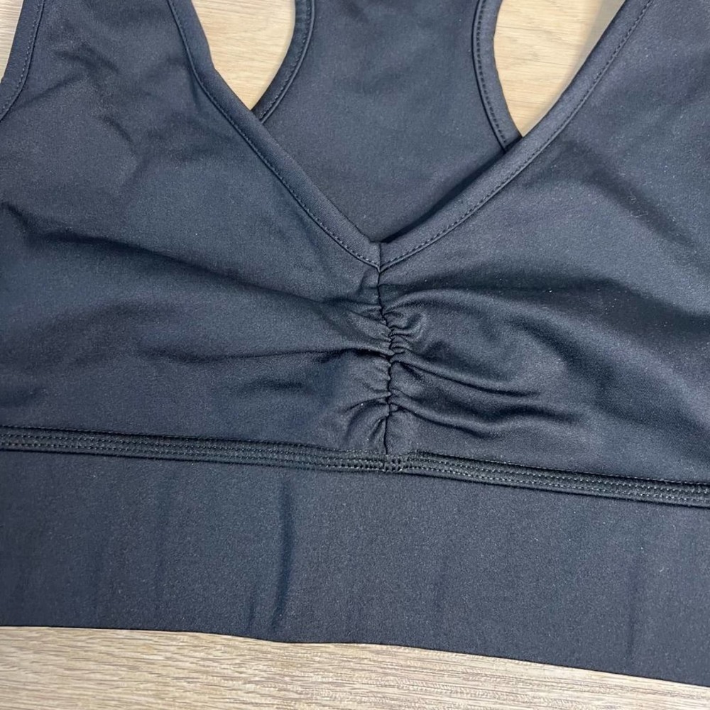 NWOT Threads 4 Thought Racerback Sports Bra Ruched V-Neck Small - Picture 3 of 5